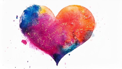 A watercolor illustration of a heart symbol that symbolizes overflowing love and happiness.