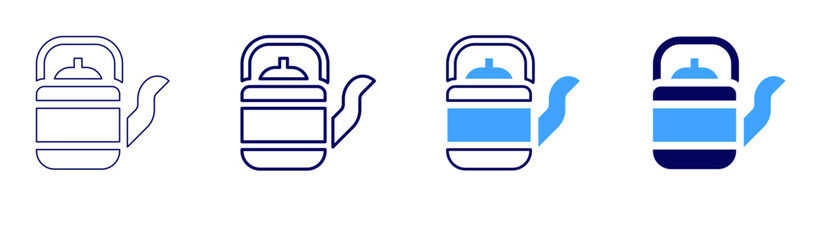 Fototapeta premium Teapot pottery icon in 4 different styles. Thin Line, Line, Bold, and Bold Line. Duotone style. Editable stroke