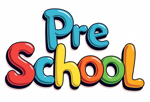 pre-school word 3d embossed  fun letters isolated on white background