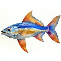 Fototapeta premium Vibrant Spanish Mackerel Fish Illustration Dark Blue Wild Ocean Predator