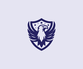 Eagle shield vector logo design template. Eagle head logo design concept.