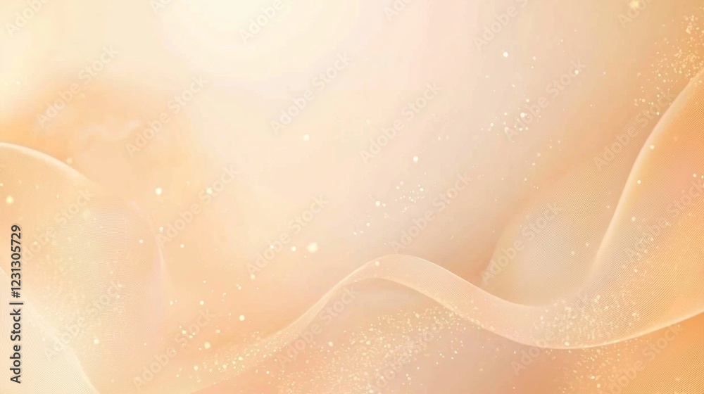 Poster A gentle flow of beige fabric mingles with a soft gradient, creating a warm and inviting atmosphere. Tiny sparkles add a hint of magic, evoking feelings of peace and relaxation