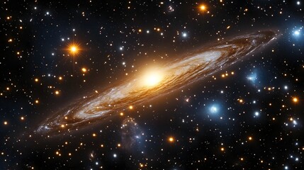 Obraz premium Mesmerizing Cosmic Tapestry of Glowing Galaxies and Luminous Stars in Boundless Space