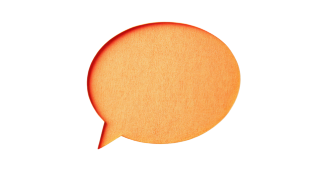 Orange speech bubble on transparent background