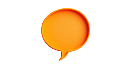 Vibrant orange speech bubble on transparent background