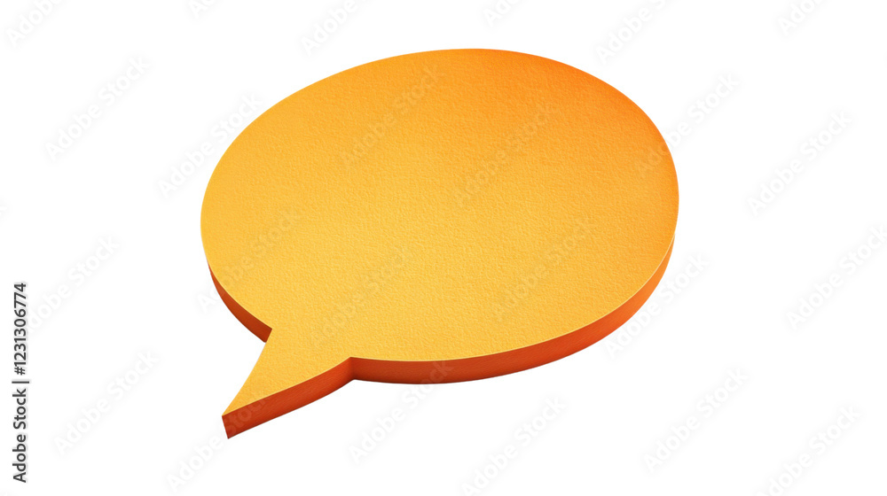 Poster orange speech bubble floating on transparent background representing communication