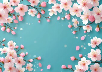 Cherry Blossom Frame Floral Illustration Spring Background