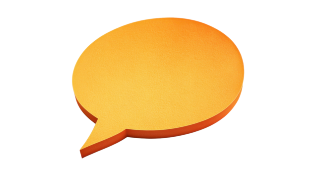 Orange speech bubble floating on transparent background representing communication
