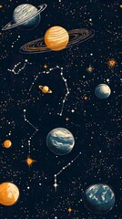 Naklejka premium Captivating Cosmic Patterns Seamless Space and Star Background