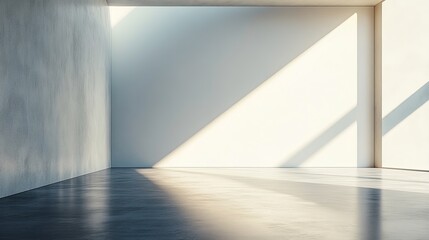 Bright and Airy White Room with Expansive Large Window Inviting Natural Light onto Smooth Concrete Floor Creating a Minimalist and Tranquil Atmosphere for Contemporary Living Spaces