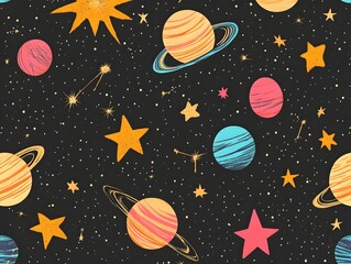 Seamless Starry Space and Galaxy Pattern Background for Digital Art and Design