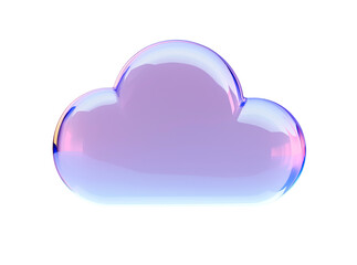 cloud computing icon, 3d render gradient blue glass cloud, cutout png