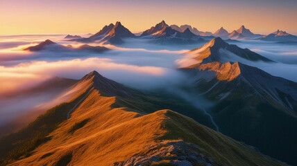 Stunning Mountain Sunrise with Mist – Breathtaking Golden Hour Landscape