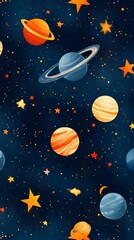 Seamless Cosmic Space and Stars Pattern Background