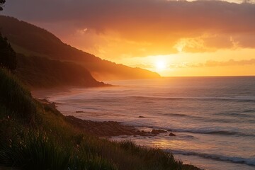 Coastal Sunrise, Golden Hour Hues