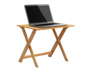 Lightweight and portable laptop table made of wood, perfect for small spaces and easy to store. Ideal for working or studying anywhere with convenience and style