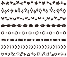 手描きのクレヨン素材　いろいろな飾りラインセット