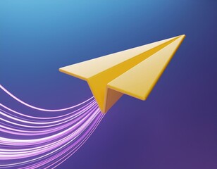 3D online message sending. Online advertising or mailing list service concept. Paper plane