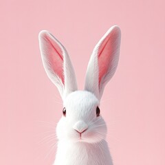 Obraz premium Minimalist White Rabbit Ears on Soft Pink Background for Easter Celebration