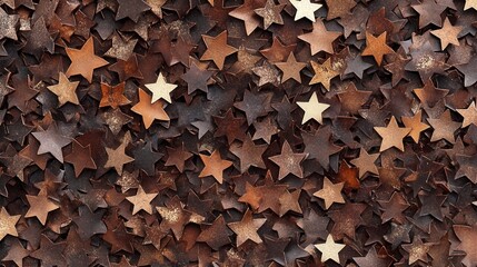 Brown Stars Pattern, A captivating design featuring unevenly scattered stars in rich brown tones, perfect for backgrounds and overlays