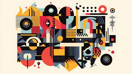 Abstract shapes composition, modern design elements, graphic background, for digital art