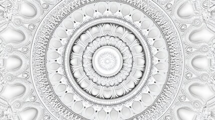 Intricate circular mandalas in delicate white patterns, featuring a transparent background for versatile design applications