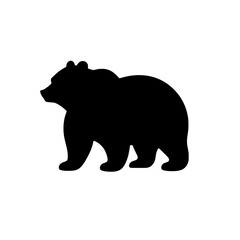 Fototapeta premium Bear Silhouette: A striking black silhouette of a bear, standing strong and proud, symbolizing strength, power, and wilderness. The minimalist design makes it perfect for a variety of applications. 