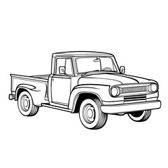 Vintage Pickup Truck Outline Drawing for Kids  Coloring and Automotive Sketching