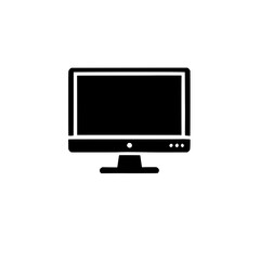 Simple Desktop Monitor Icon: A minimalist and sleek icon depicting a desktop monitor with a black silhouette on a clean background, ideal for website and app design. 