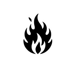 Fiery Flame Icon: A bold, stylized black flame icon, perfect for representing heat, passion, or energy.  The design is simple yet impactful, ideal for various applications. 