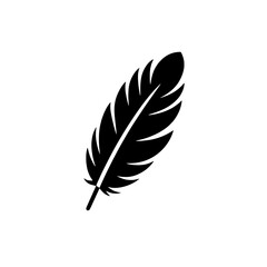 Single Feather Icon: A simple yet elegant silhouette of a single feather, isolated against a clean background, symbolizes the power of words, creativity, and lightness.