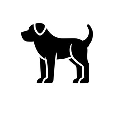 Dog Silhouette Icon: A simple yet expressive silhouette of a dog, showcasing a timeless and universally beloved animal. Perfect for pet-related websites, logos, and branding materials.