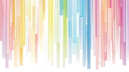 rainbow stripe pattern, staggered vertical lines, contemporary geometric design, multicolor blocks layout, white background, abstract minimalist style, playful color combination, modern repeat pattern