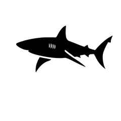 Obraz premium Shark Silhouette: A bold, graphic silhouette of a shark, powerful and streamlined, evokes a sense of danger and mystery. Perfect for designs that need a touch of raw power and edge.
