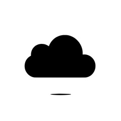 Simple Cloud Icon: A minimalist black cloud icon, digitally rendered, with a subtle shadow for depth, ideal for weather apps, websites, or graphic design projects. 