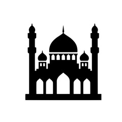 Mosque Icon: A simple yet powerful silhouette of a mosque with intricate details, symbolizing faith, spirituality, and architectural grandeur.  