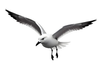 Fototapeta premium seagull gliding over ocean waves wings spread wide isolated on white background