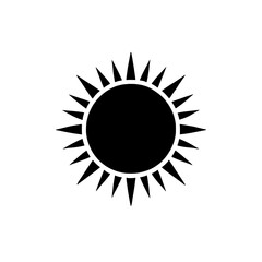 Sunburst Icon: A bold, black sun icon with sharp rays, ideal for representing warmth, energy, or summer. The minimalist design is versatile and easily incorporated into various projects. 