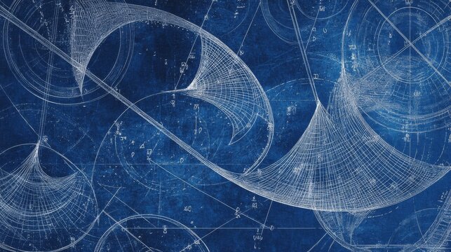 a background image for a learning poster about quadratic functions. on it you can see many parabolas in a cordinate system. the color style is blue