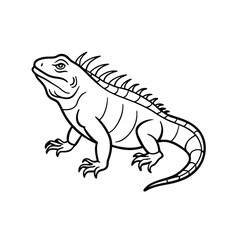 Obraz premium iguana isolated line art on white background