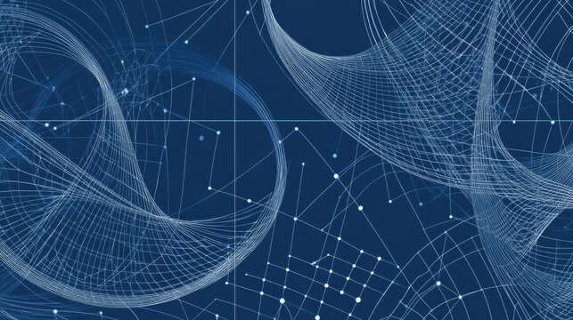 a background image for a learning poster about quadratic functions. on it you can see many parabolas in a cordinate system. the color style is blue