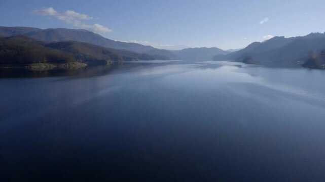 Lago del Salto, Italy - 01 02 2025: Lake and Salto Dam Diga del Salto