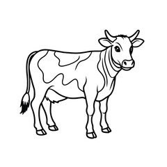 black and white cow line art vector