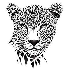 Abstract Leopard Head, Geometric Art, Wildlife, Graphic Design, Possible Tattoo Design