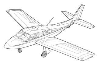 Stylized Outline Drawing of an Aircraft for Kids Coloring and Educational Purposes