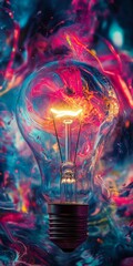 Vibrant Colorful Lightbulb Abstract Art