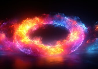 Fototapeta premium Luminous Iridescent Circular Abstract Design with Neon Lighting