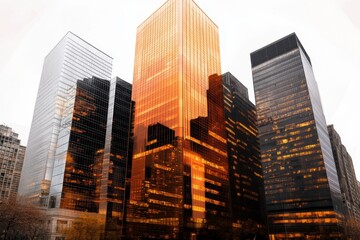 Obraz premium Modern Urban Architecture with Reflective Glass in City Skyline