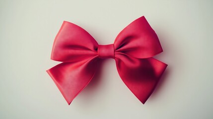 Stylish red ribbon with a knotted bow, ideal for adorning presents, gifts, or holiday packing Full depth of field, isolated on white background