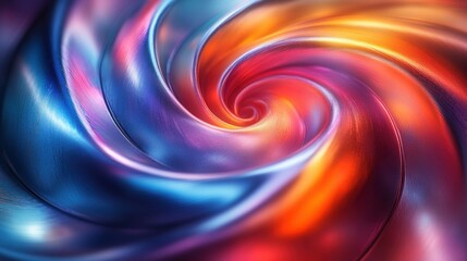Fototapeta premium Abstract Metallic Spiral Design with Rainbow Reflections on Dark Background